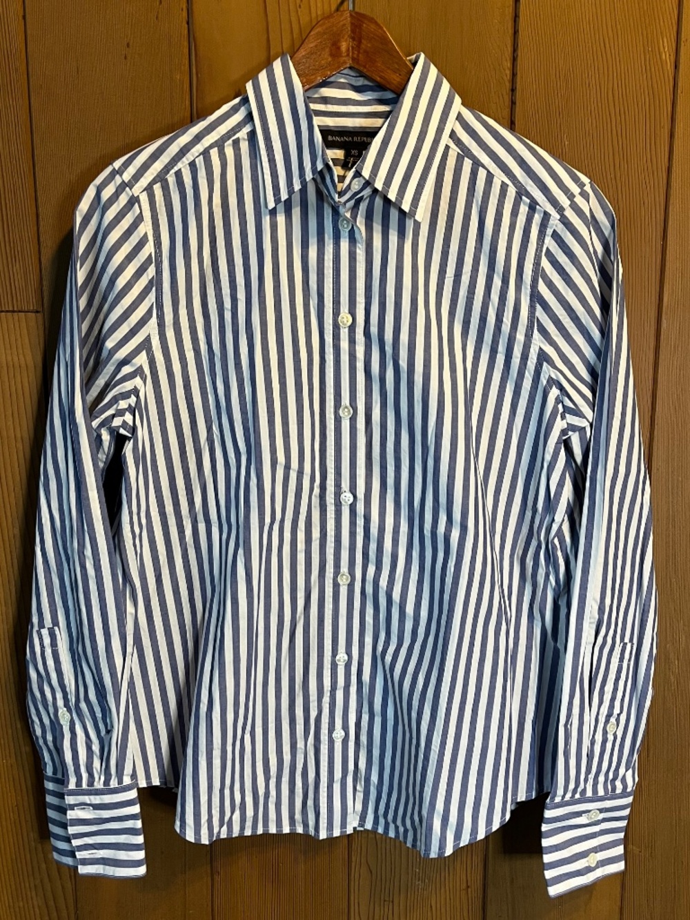 Banana Republic Striped Cotton Button Down Long Sleeve Blouse NWT Size XS